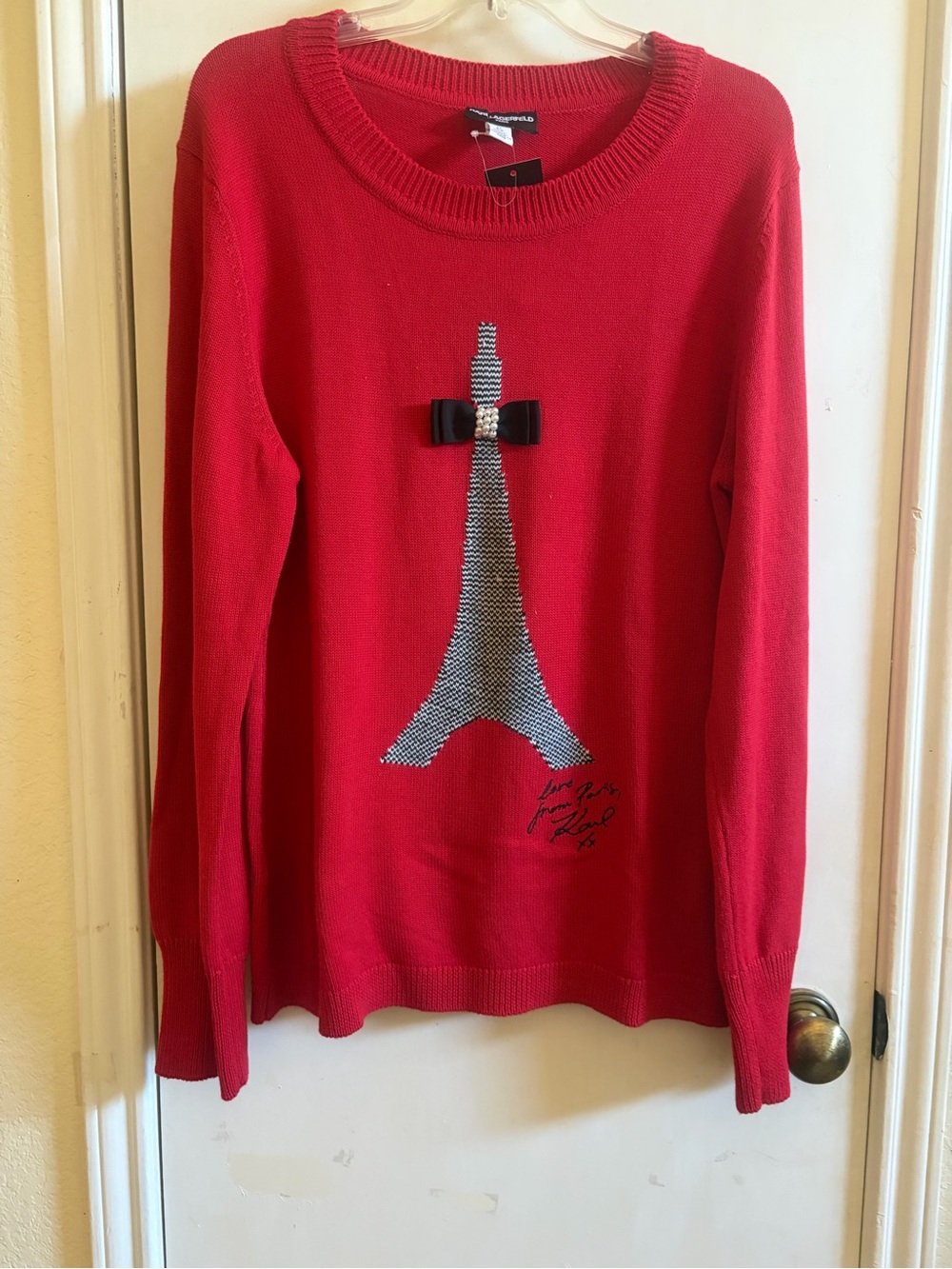 NWT Karl Lagerfeld red cardigan Paris style size L